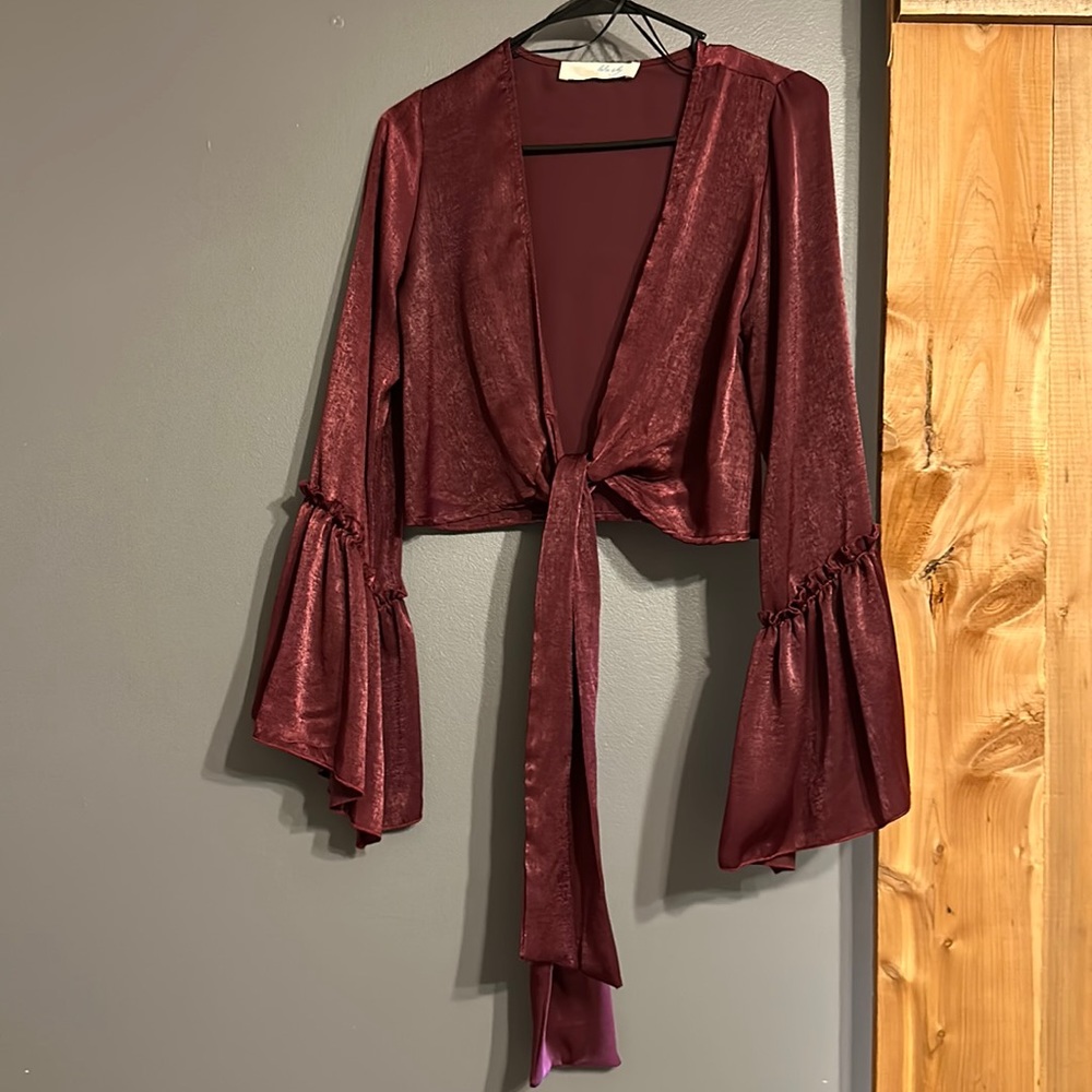Crimson satin shirt